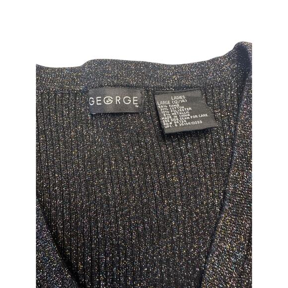 NWOT Metallic Ribbed Cardigan Sweater – Black Sparkle – Size L NYE HolidayParty - Picture 3 of 7